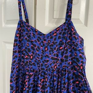 Blue Leopard Challis Hi-Lo Skater Dress